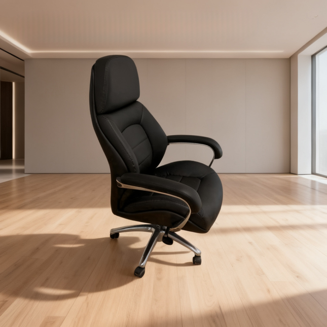 MAVEN - Chaise de bureau classique en similicuir noir