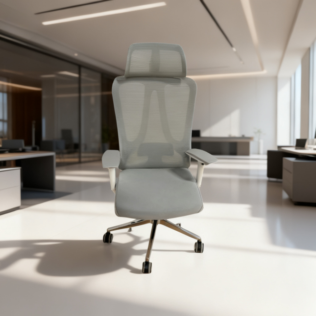 OPALINE - Chaise de bureau ergonomique en maille avec roulettes