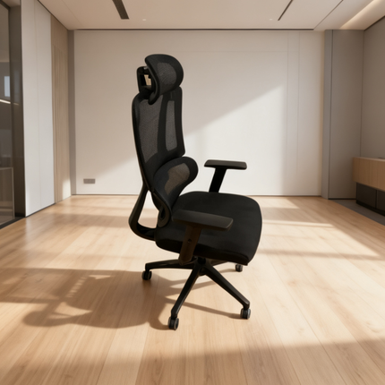 OBSIDIAN - Chaise de bureau ergonomique en mesh noir