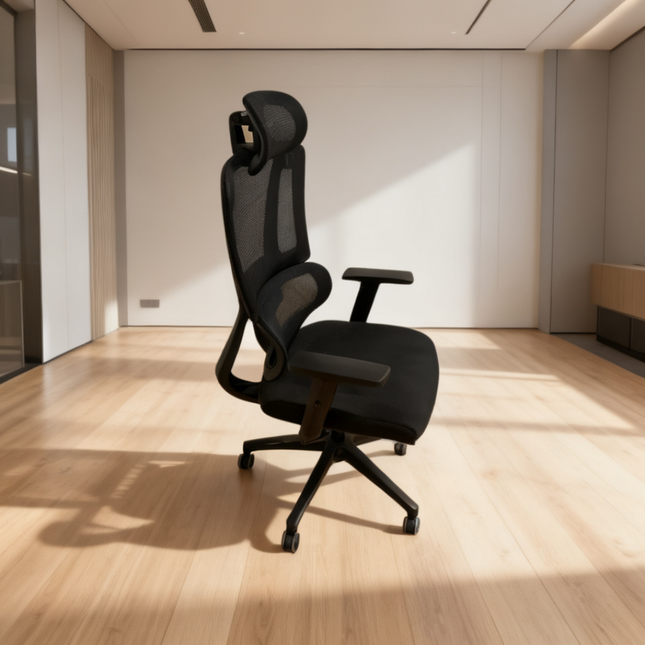OBSIDIAN - Chaise de bureau ergonomique en mesh noir