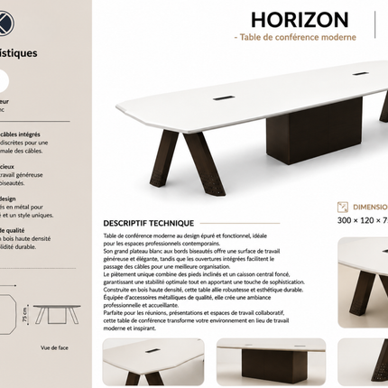 HORIZON - Table de conférence moderne