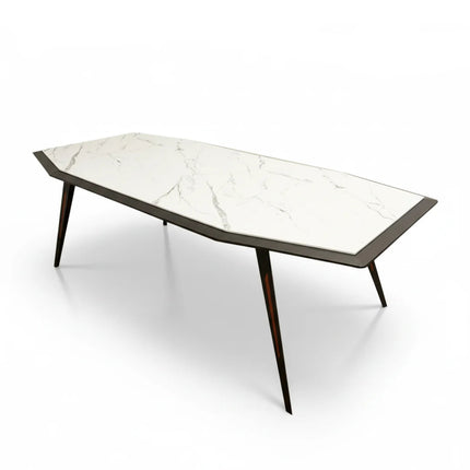 STATUARIO - Table design géométrique en imitation marbre blanc