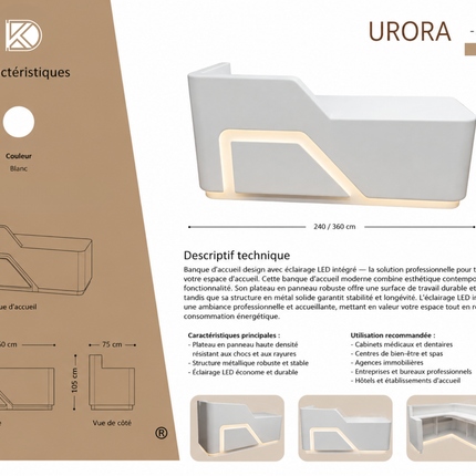 AURORA - Banque d’accueil design avec éclairage LED